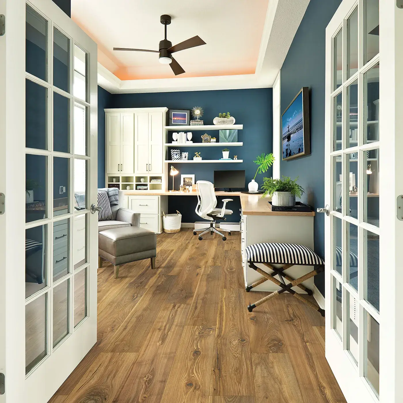 33607_03_room Mohawk Laminate Flooring in home office | Cherry City Interiors and Design