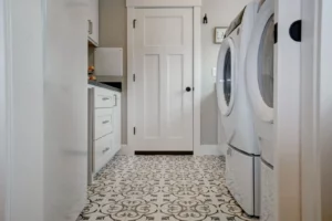 Laundry room flooring | Cherry City Interiors and Design