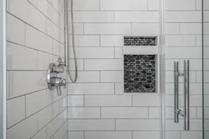 Bathroom tile wall | Cherry City Interiors and Design