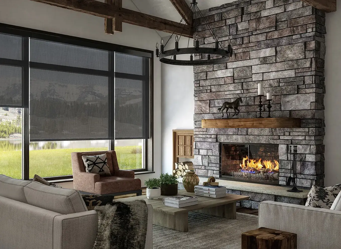 Monarch Window Coverings in Living Room | Cherry City Interiors